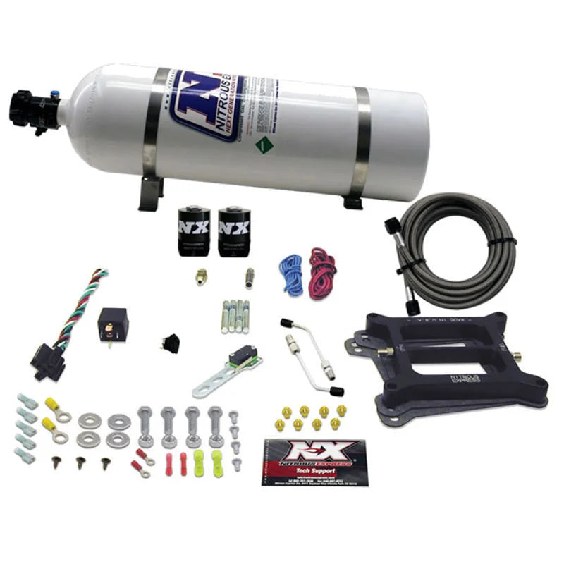 Nitrous Express 4150 4-BBL/Alcohol Nitrous Kit (100-500HP) w/15lb Bottle - Main Product View