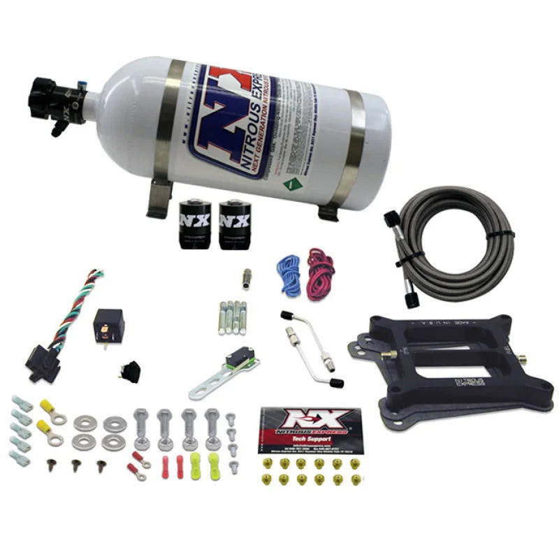 Nitrous Express 4150 4-BBL/Alcohol Nitrous Kit (50-300HP) w/10lb Bottle - Main Product View