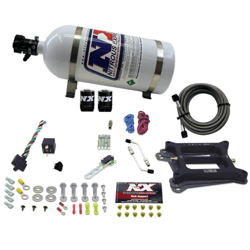 Nitrous Express 4150 4-BBL/Gasoline Nitrous Kit (50-300HP) w/10lb Bottle - Main Product View