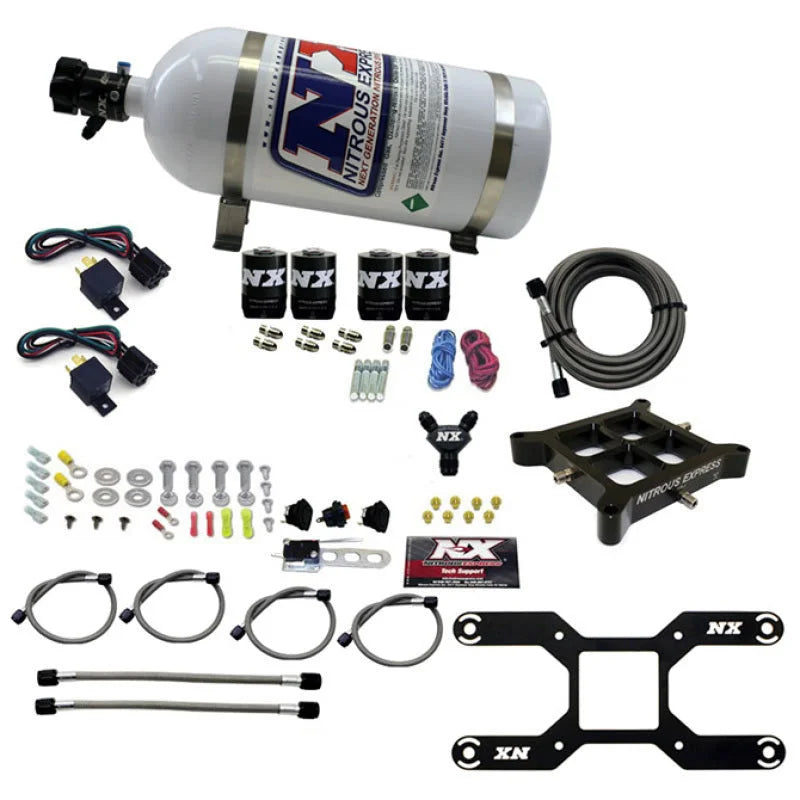 Nitrous Express 4150 Dual Stage Billet Crossbar Nitrous Kit (50-300 & 100-500HP) w/10lb Bottle - Main Product View