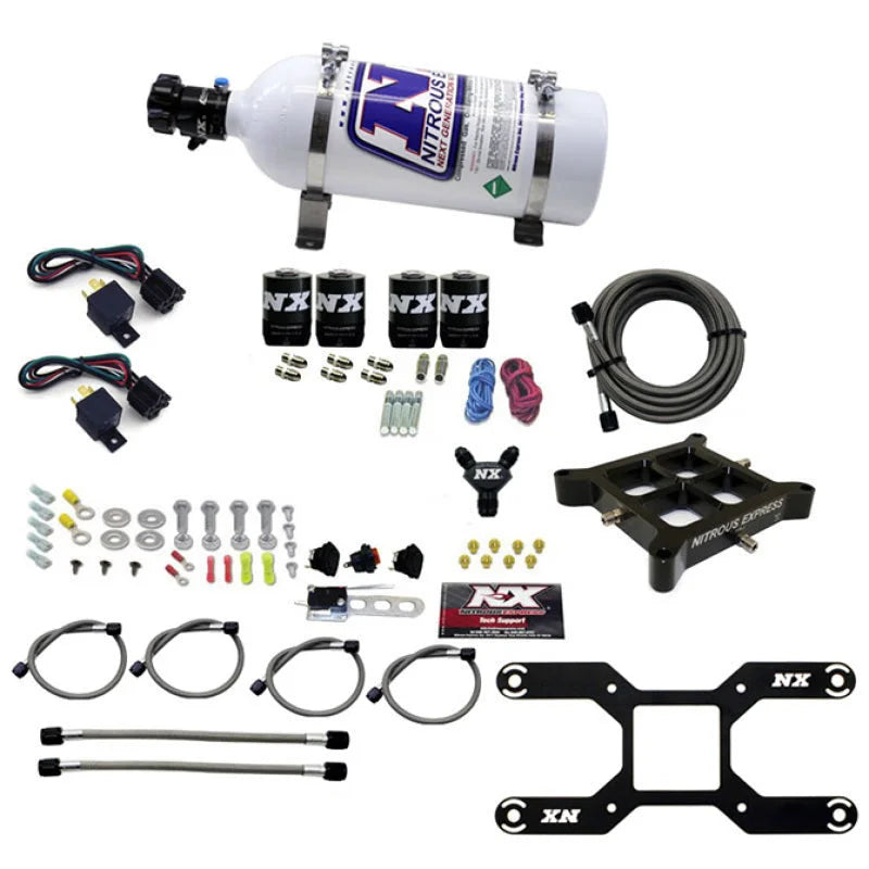 Nitrous Express 4150 Dual Stage Billet Crossbar Nitrous Kit (50-300 & 100-500HP) w/5lb Bottle - Main Product View