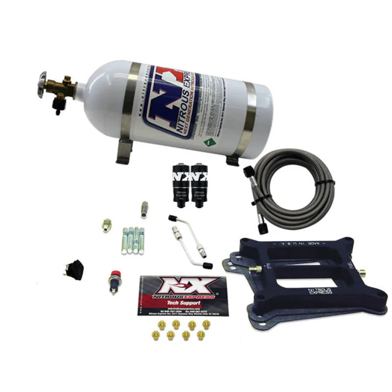 Nitrous Express 4150 Hitman 4-BBL Nitrous Kit (100-200HP) w/10lb Bottle - Main Product View