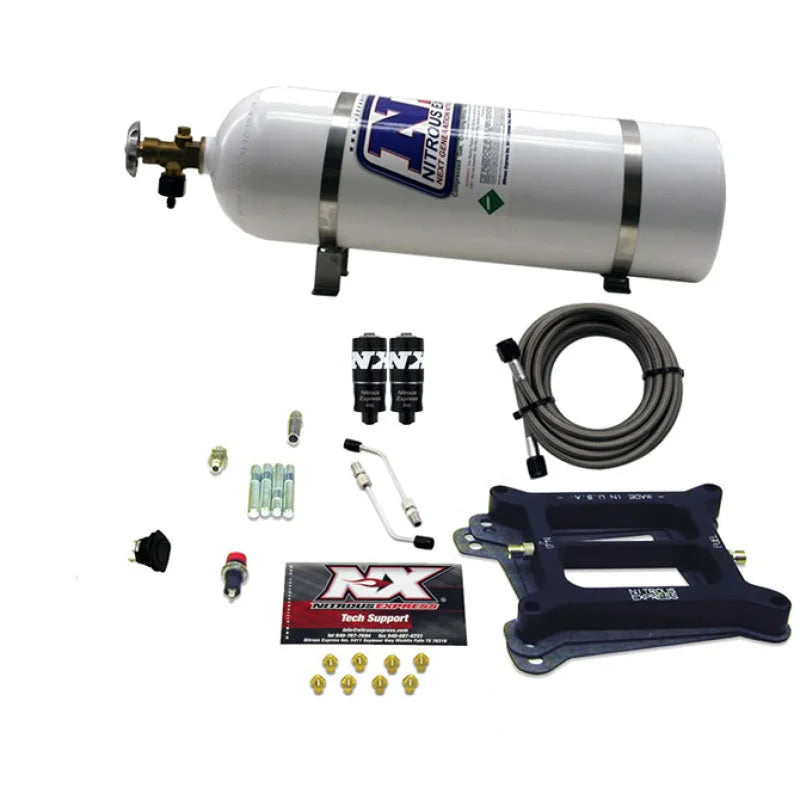 Nitrous Express 4150 Hitman 4-BBL Nitrous Kit (100-200HP) w/15lb Bottle - Main Product View