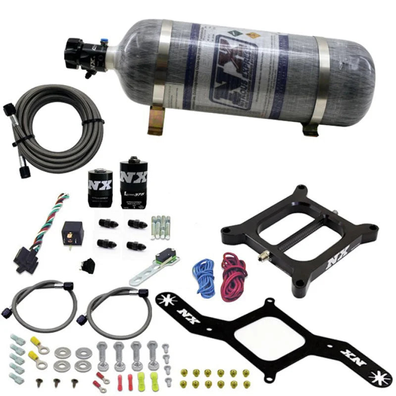 Nitrous Express 4150 RNC Conventional Nitrous Plate Kit w/.375in Solenoid w/12lb Bottle - Main Product View