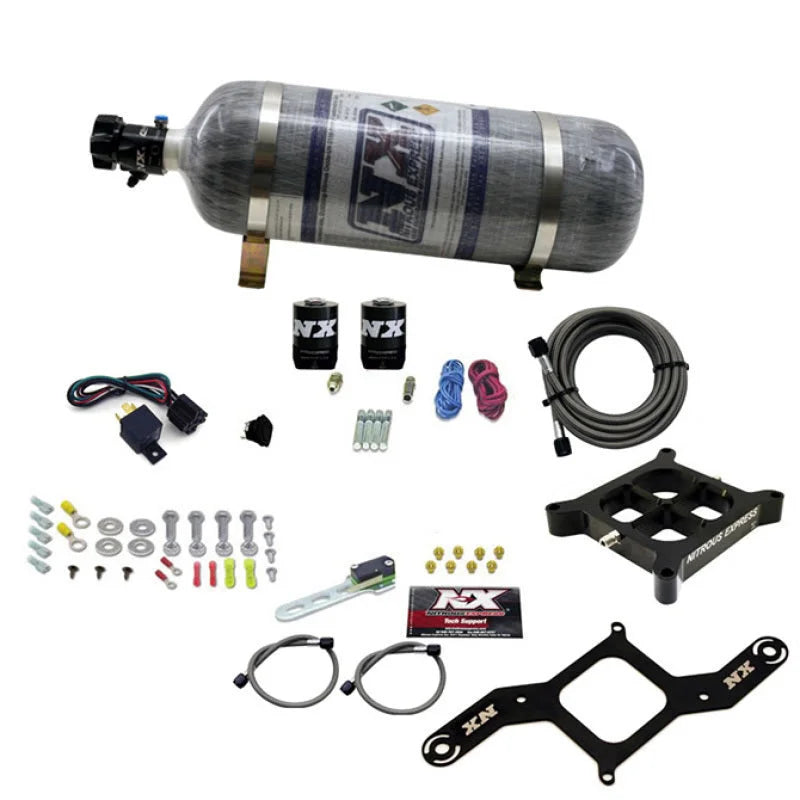 Nitrous Express 4150 Single Entry Billet Crossbar Nitrous Plate Kit (50-300HP) w/Composite Bottle - Main Product View