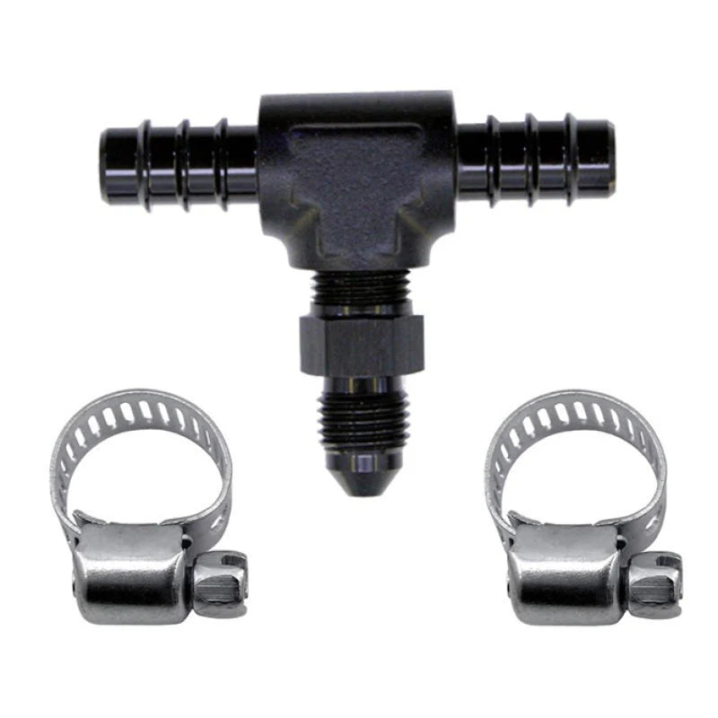 Nitrous Express 5/16 Fuel T 5/16 Hose Barb to 4AN Male - Main Product View