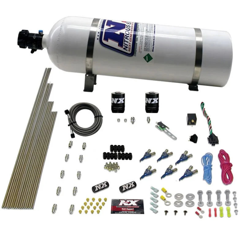 Nitrous Express 6 Cyl Gas Nitrous Kit (150-375HP) w/15lb Bottle - Side View