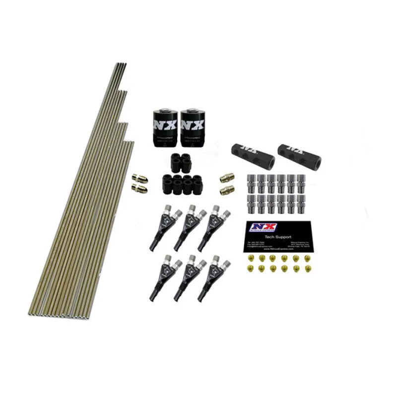 Nitrous Express 6 Cyl Shark Plumb Kit w/2 Solenoids & 150HP Jets Incl Hardware - Main Product View