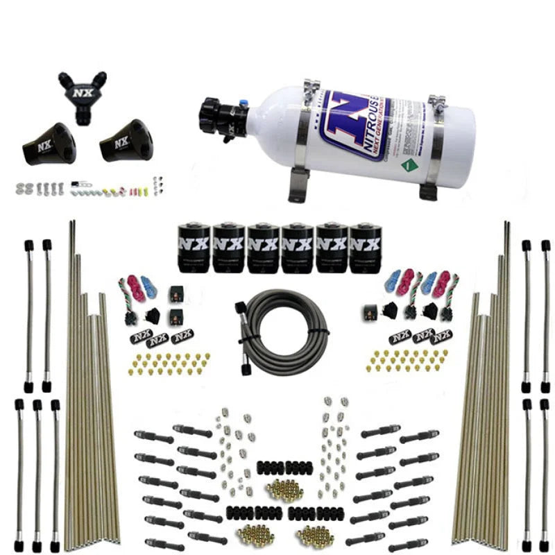 Nitrous Express 8 Cyl Dry Direct Port Three Stage 6 Solenoids Nitrous Kit (200-600HP) w/5lb Bottle - Main Product View