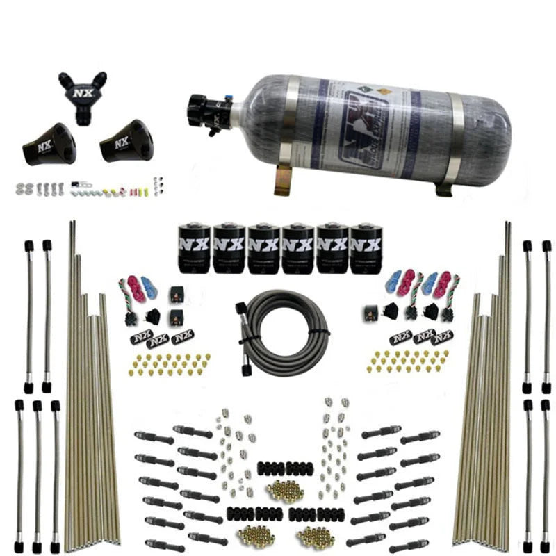 Nitrous Express 8 Cyl Dry Direct Port Three Stage 6 Solenoids Nitrous Kit (200-600HP) w/Comp Bottle - Main Product View