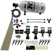 Load image into Gallery viewer, Nitrous Express 8 Cyl Shark Direct Port 4 Solenoids Nitrous Kit (200-600HP) w/10lb Bottle - Back View