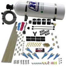 Load image into Gallery viewer, Nitrous Express 8 Cyl Shark Direct Port 4 Solenoids Nitrous Kit (200-600HP) w/15lb Bottle - Back View