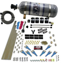 Load image into Gallery viewer, Nitrous Express 8 Cyl Shark Direct Port 4 Solenoids Nitrous Kit (200-600HP) w/Composite Bottle - Side View