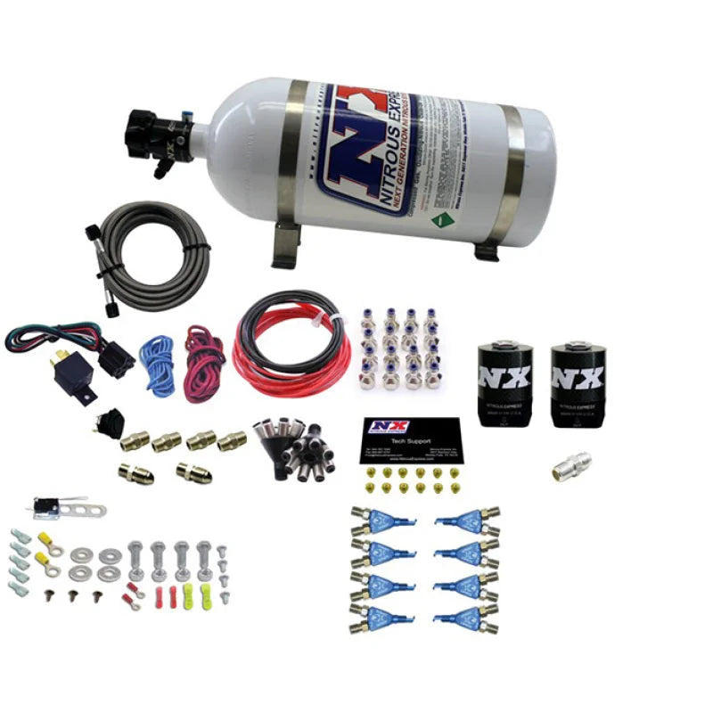 Nitrous Express 8 Cyl Soft Line Shark Rail Nitrous Kit w/10lb Bottle Pushloc - Side View