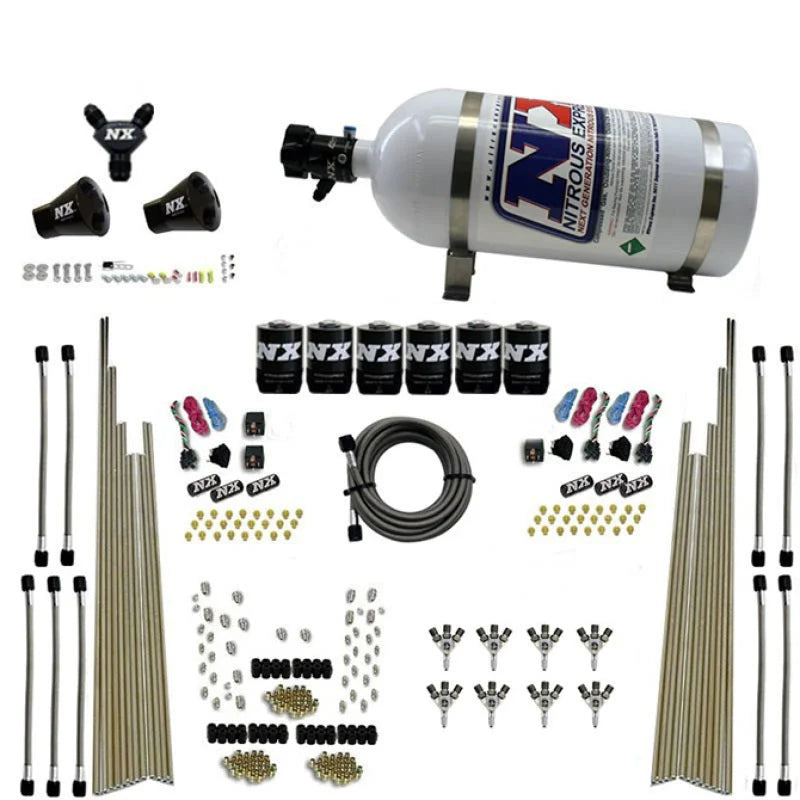 Nitrous Express 8 Cyl Triple-D Dry Direct Port 3 Stage Dry 6 Solenoids Nitrous Kit w/10lb Bottle - Main Product View