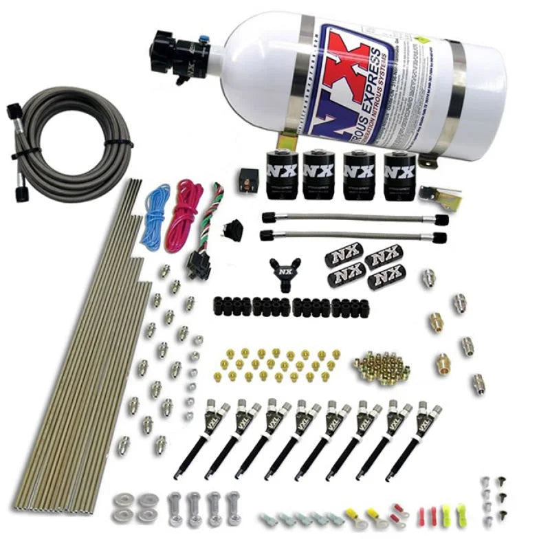Nitrous Express 8 Cyl VXL Direct Port 4 Solenoids Nitrous Kit (200-500HP) w/10lb Bottle - Main Product View