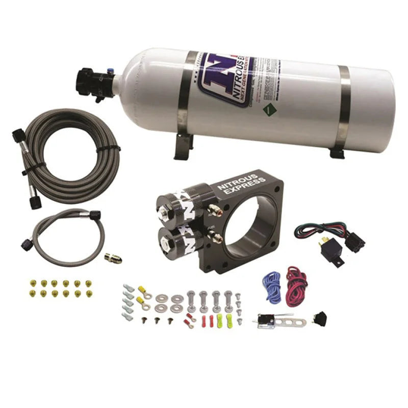 Nitrous Express 86-93 Ford Mustang GT 5.0L (Pushrod) Nitrous Plate Kit w/15lb Bottle - Side View