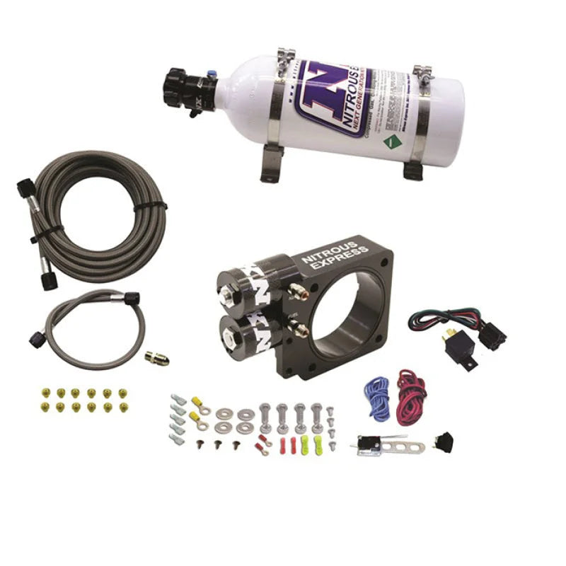 Nitrous Express 86-93 Ford Mustang GT 5.0L (Pushrod) Nitrous Plate Kit w/5lb Bottle - Back View