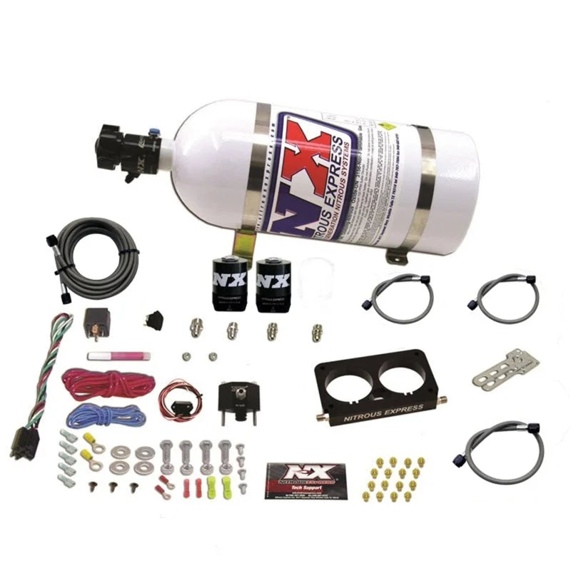 Nitrous Express 96-04 Ford Mustang Cobra 4 Valve (Stock TB) Nitrous Kit (50-300HP) w/10lb Bottle - Back View