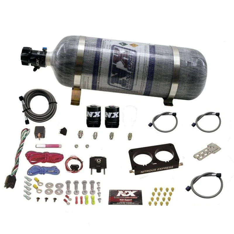 Nitrous Express 96-04 Ford Mustang Cobra 4 Valve (Stock TB) Nitrous Kit (50-300HP) w/Comp Bottle - Back View