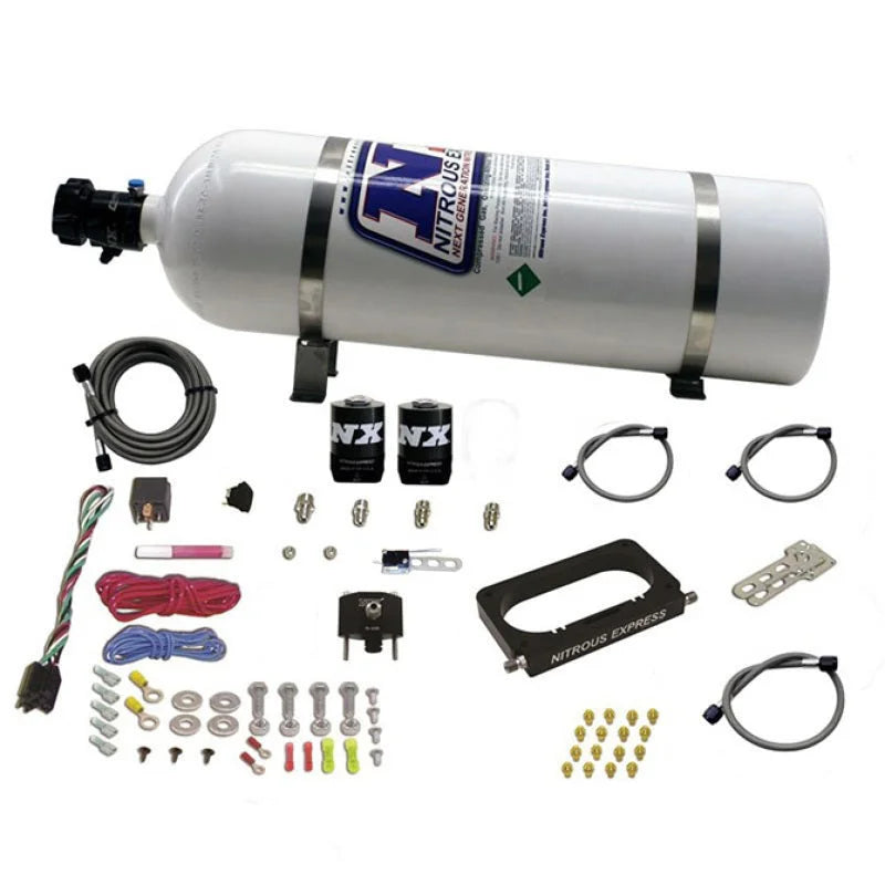 Nitrous Express 96-04 Ford Mustang Cobra/Mach 1 4 Valve Nitrous Kit (50-300HP) w/15lb Bottle - Back View