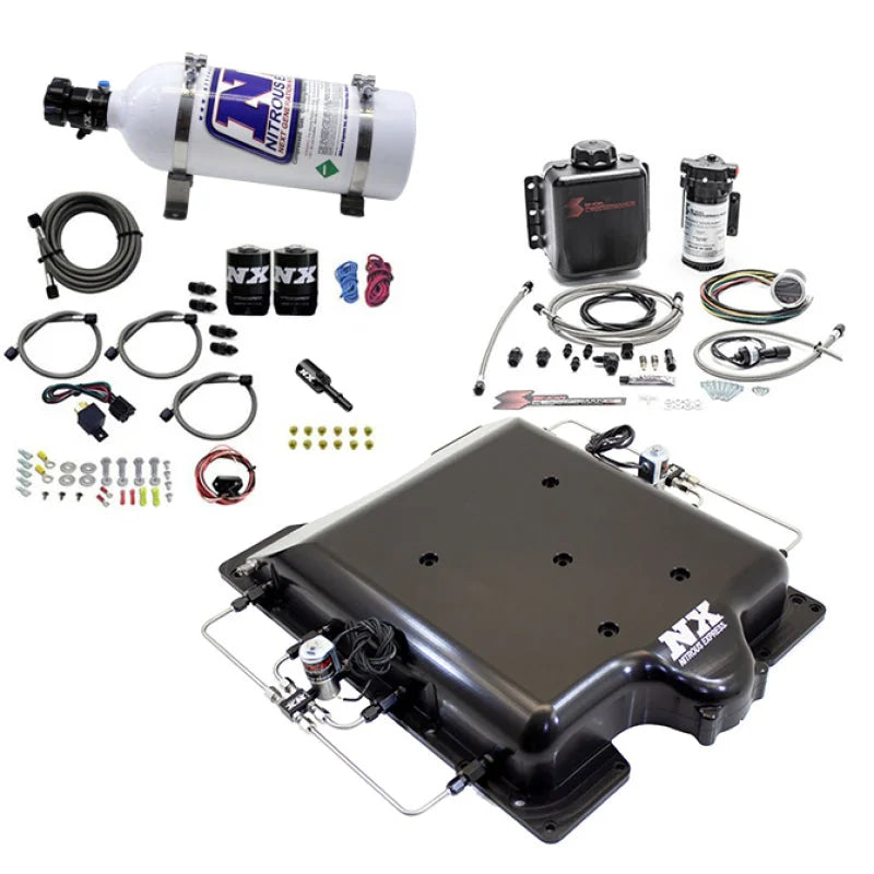 Nitrous Express Dodge Hellcat Supercharger Lid Nitrous/Water Injection Kit (100-400HP) w/5lb Bottle - Side View