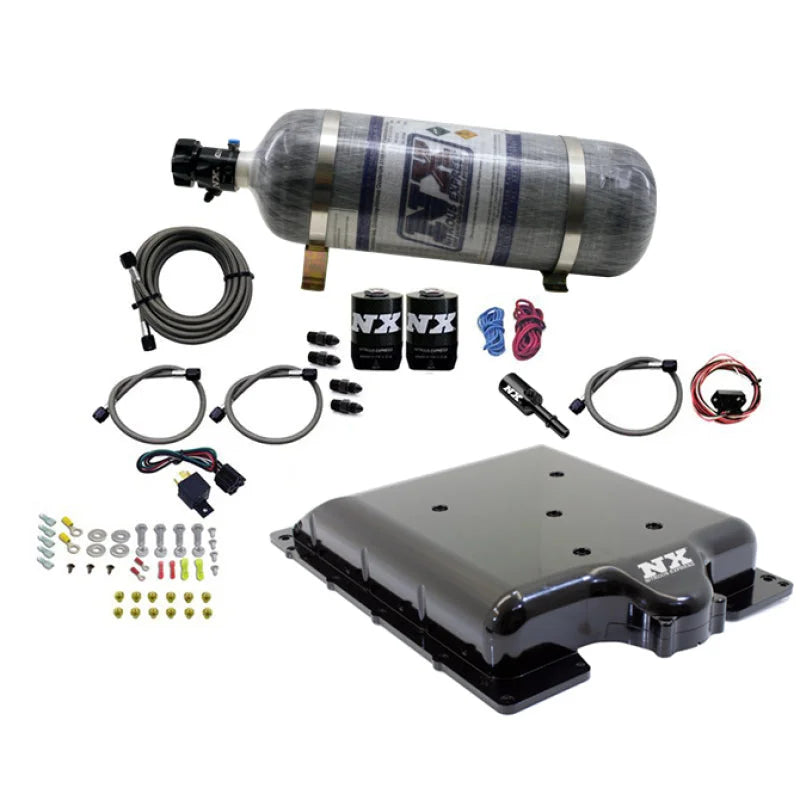 Nitrous Express Dodge Hellcat/Demon Supercharger Lid Nitrous Kit (100-400HP) w/12lb Bottle - Side View