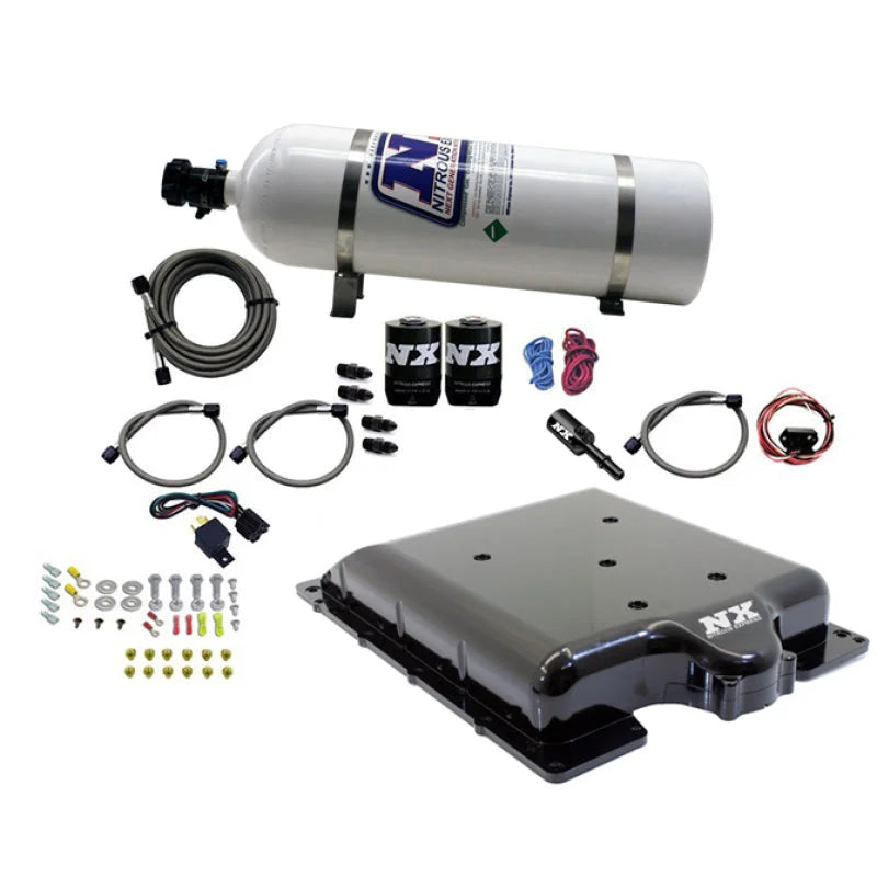 Nitrous Express Dodge Hellcat/Demon Supercharger Lid Nitrous Kit (100-400HP) w/15lb Bottle - Side View