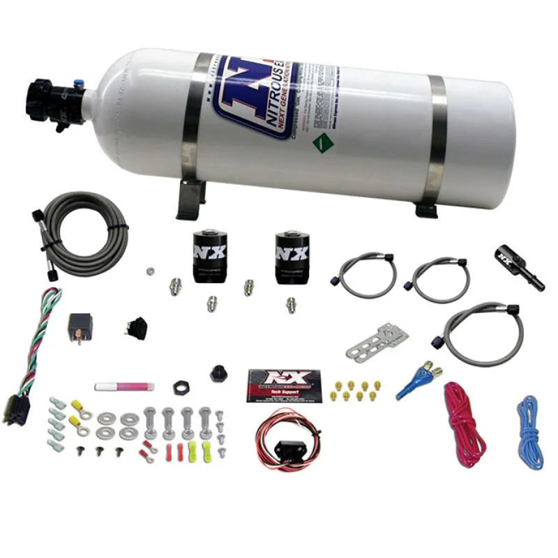 Nitrous Express Dodge Hemi/SRT8 Single Nozzle Fly By Wire Nitrous Kit (35-150HP) w/15lb Bottle - Back View