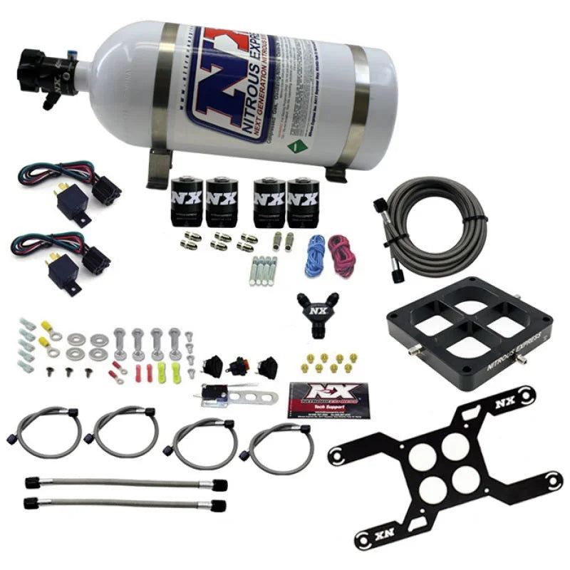 Nitrous Express Dominator Dual Stage Billet Crossbar Nitrous Kit (50-300 & 100-500HP) w/10lb Bottle - Main Product View