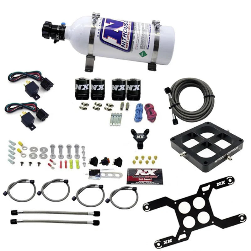 Nitrous Express Dominator Dual Stage Billet Crossbar Nitrous Kit (50-300 & 100-500HP) w/5lb Bottle - Side View