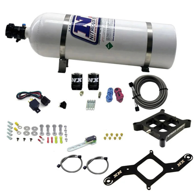 Nitrous Express Dry Dual Stage Billet Crossbar Plate System 100-1000hp (4150 Flange) w/15lb Bottle - Main Product View