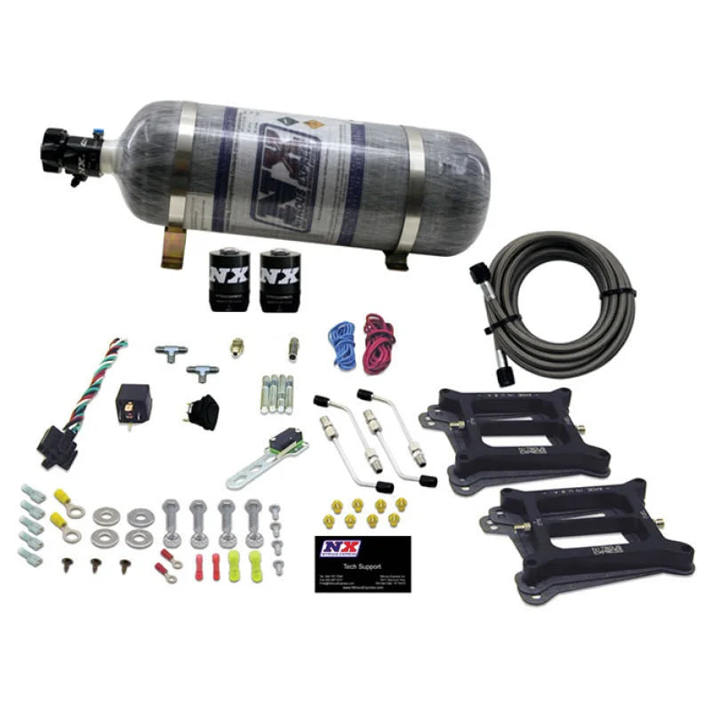 Nitrous Express Dual/4150/Alcohol Nitrous Kit (50-300HP) w/Composite Bottle - Side View