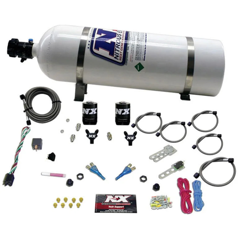 Nitrous Express Ford EFI Dual Nozzle Nitrous Kit (100-300HP) w/15lb Bottle - Main Product View