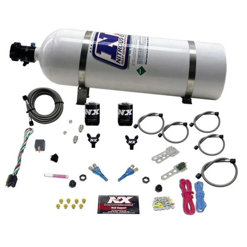 Nitrous Express GM EFI Dual Nozzle Nitrous Kit (100-300HP) w/15lb Bottle - Main Product View