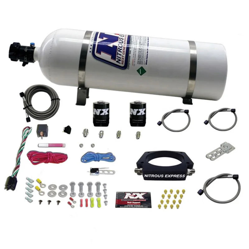 Nitrous Express GM LS 102mm Nitrous Plate Kit (50-400HP) w/15lb Bottle - Back View