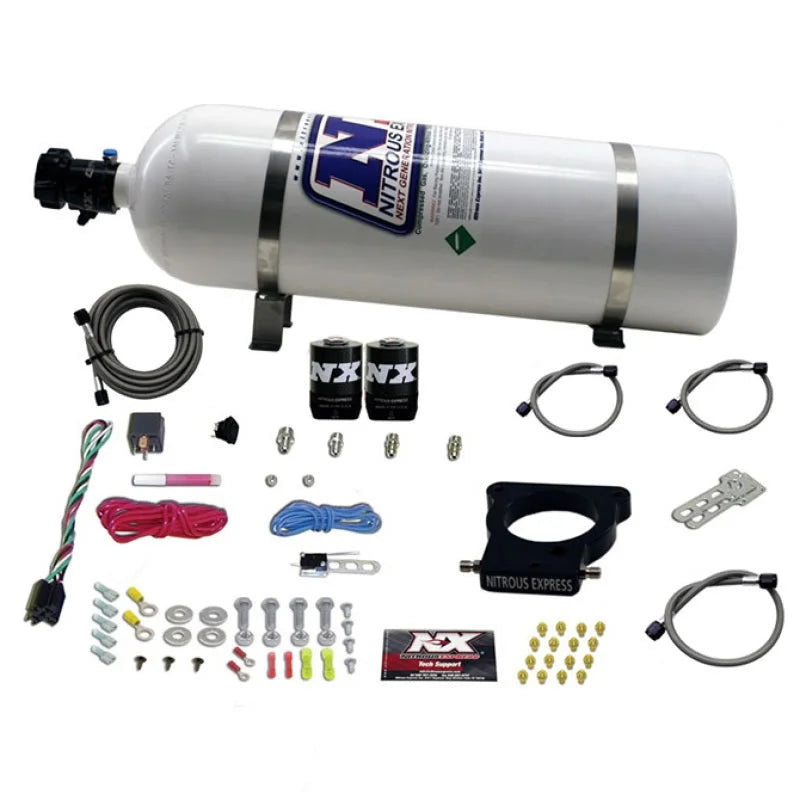Nitrous Express GM LS 78mm 3-Bolt Nitrous Plate Kit (50-350HP) w/15lb Bottle - Main Product View