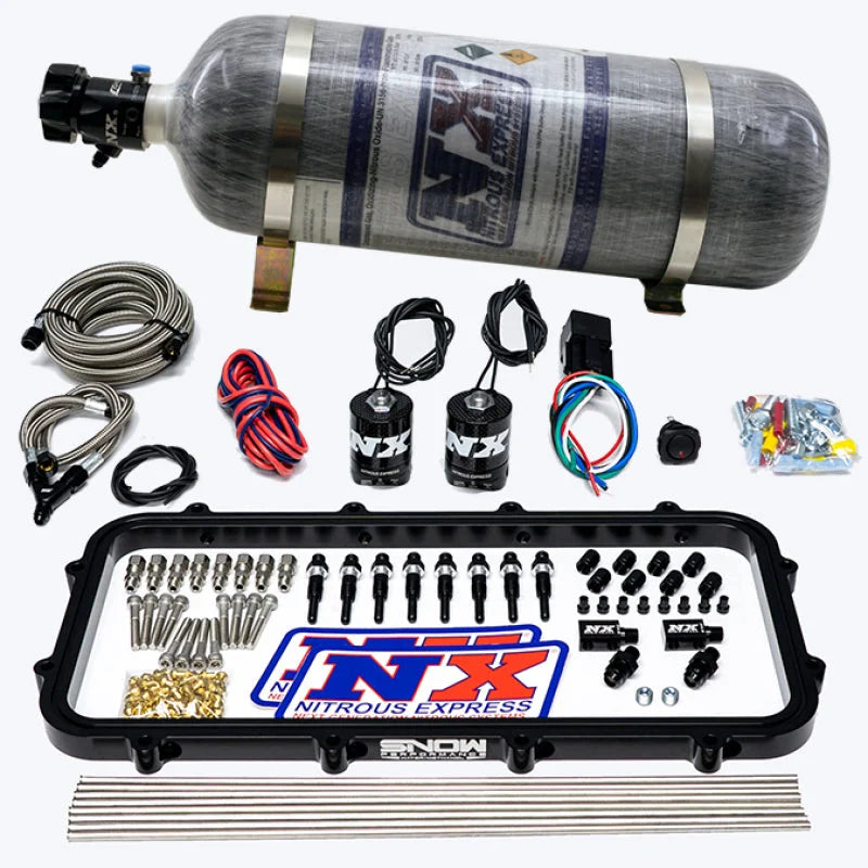 Nitrous Express Holley Hi-Ram Dry Direct Port Plate Nitrous System w/ 12lbs Bottle - Side View