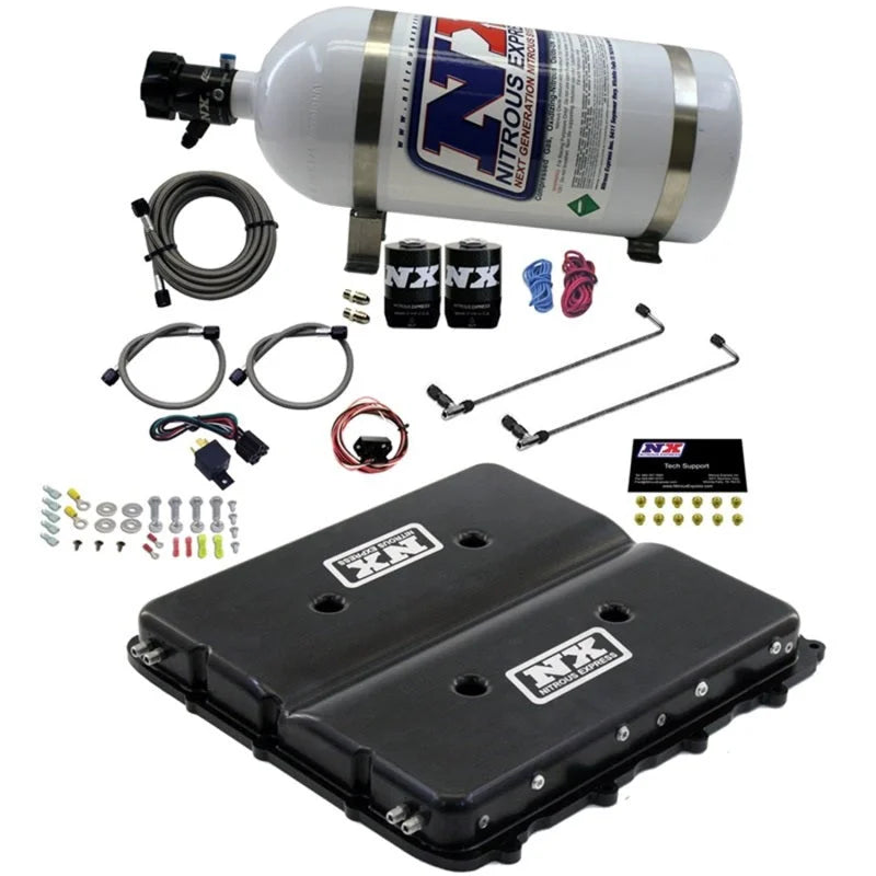 Nitrous Express Nitrous Kit w/Billet LT4 Supercharger Lid w/10lb Bottle - Back View