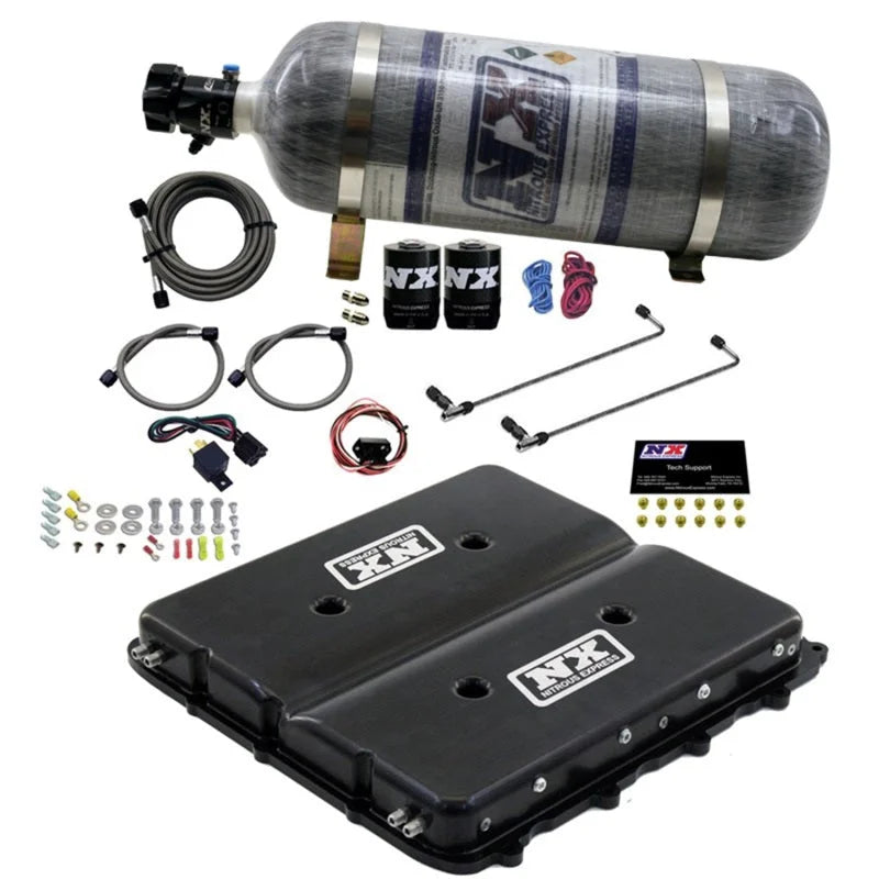 Nitrous Express Nitrous Kit w/Billet LT4 Supercharger Lid w/12lb Bottle - Side View