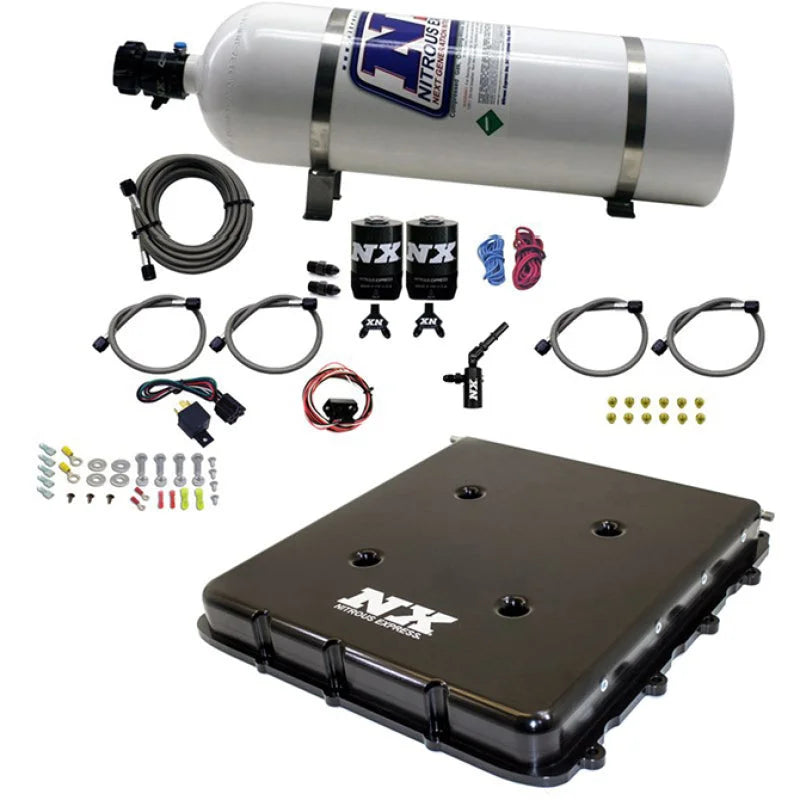 Nitrous Express Nitrous Kit w/Billet LT4 Supercharger Lid w/15lb Bottle - Side View