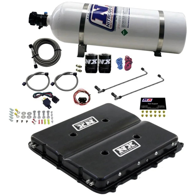 Nitrous Express Nitrous Kit w/Billet LT4 Supercharger Lid w/15lb Bottle - Back View