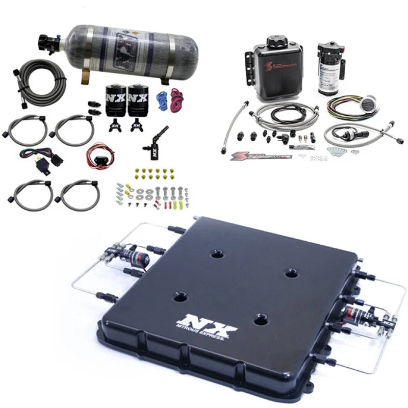 Nitrous Express Nitrous & Water Injection Kit w/Billet LT4 Supercharger Lid w/12lb Bottle - Main Product View