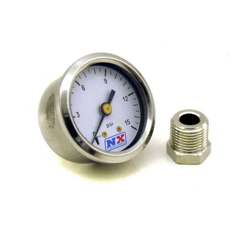Nitrous Express Pressure Gauge (0-15 PSI w/Adaptor) - Main Product View