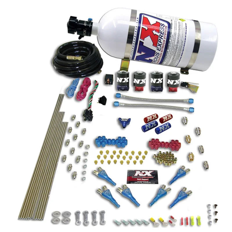 Nitrous Express Pro-Shk/Alc 4 Solenoids Nitrous Kit (250-650HP) w/15lb Bottle - Main Product View