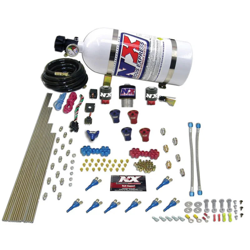 Nitrous Express Pro-Shk/Gas 2 Fuel 1 Supershark Solenoid Nitrous Kit (200-600HP) w/10lb Bottle - Back View