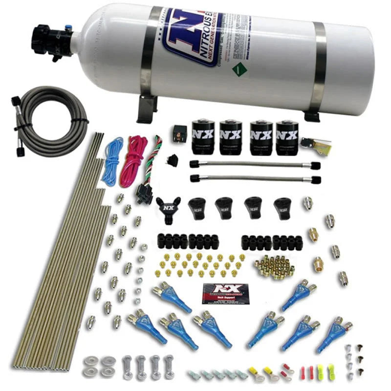 Nitrous Express Pro-Shk/Gas 4 Solenoids Nitrous Kit (200-600HP) w/15lb Bottle - Main Product View