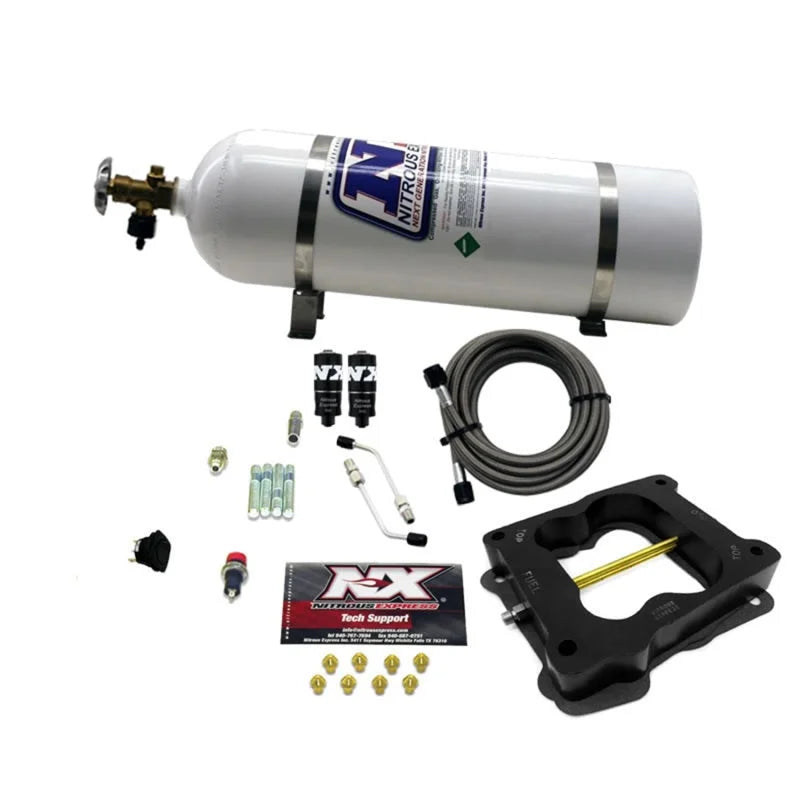 Nitrous Express Q-Jet/Holley Spread Bore Hitman Nitrous Kit (100-150-200HP) w/15lb Bottle - Main Product View