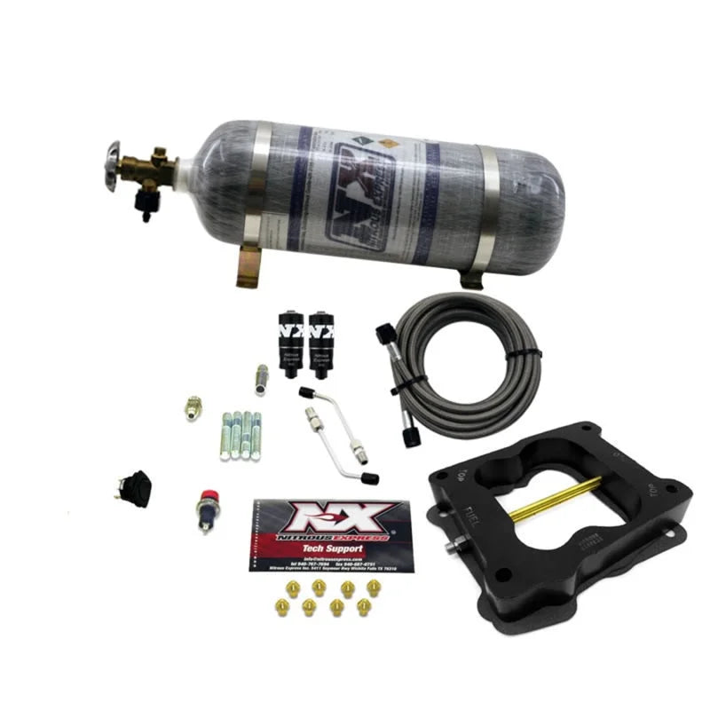 Nitrous Express Q-Jet/Holley Spread Bore Hitman Nitrous Kit (100-150-200HP) w/Composite Bottle - Side View