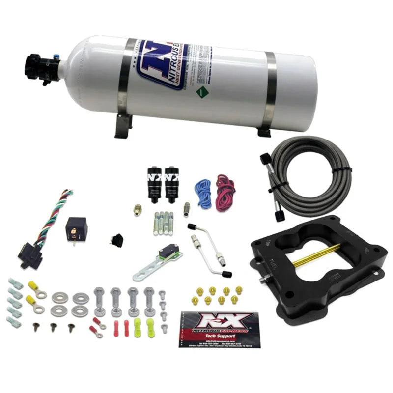 Nitrous Express Q-Jet/Holley Spread Bore Hitman Plus Nitrous Kit (50-200HP) w/15lb Bottle - Main Product View
